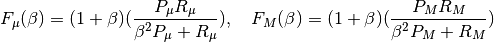 F_{\mu}(\beta)=(1+\beta)(\dfrac{P_{\mu}R_{\mu}}{\beta^2 P_{\mu} + R_{\mu}}), \quad
F_{M}(\beta)=(1+\beta)(\dfrac{P_{M}R_{M}}{\beta^2 P_{M} + R_{M}})